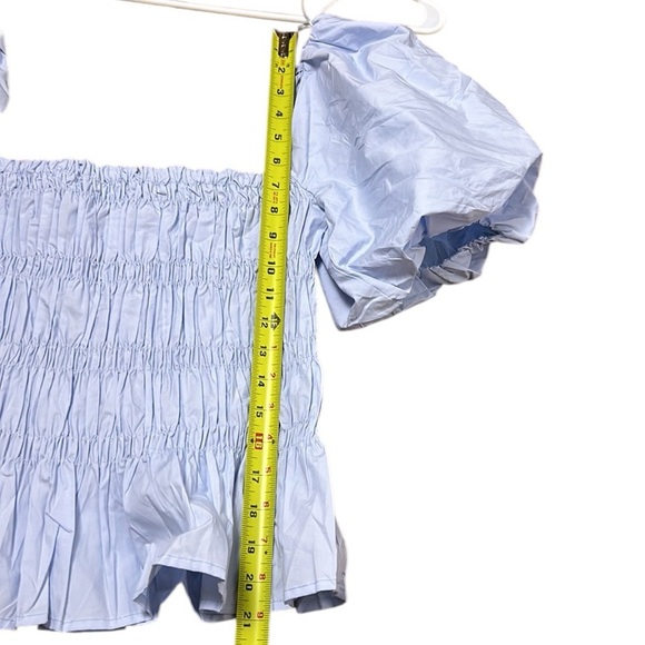 ASTR the Label,puffed sleeve peplum top,smocking,square neckline,Savina sz Small - Picture 14 of 17